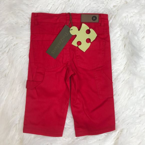 TROIZENFANTS BOY CARPENTER PANTS RED SIZE 12M - Picture 2 of 2